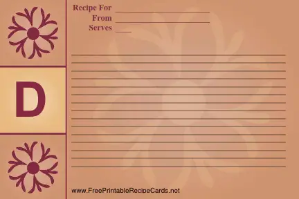 Monogram Recipe Card - D recipe cards