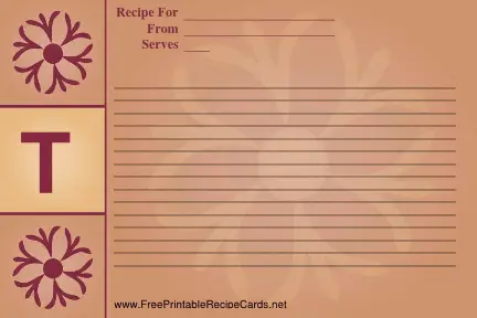 Monogram Recipe Card - T recipe cards