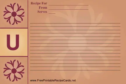 Monogram Recipe Card - U recipe cards