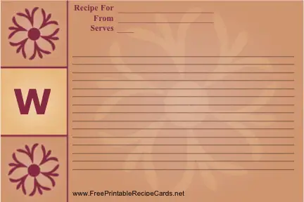 Monogram Recipe Card - W recipe cards