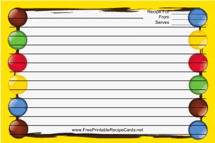 Colorful Candies Yellow recipe cards