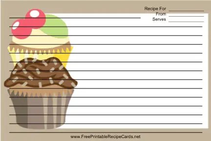 Cupcakes Brown recipe cards