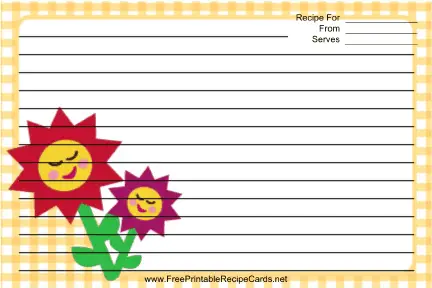 Flowers Yellow Gingham recipe cards