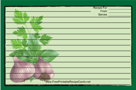 Garlic Green recipe cards