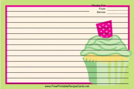 Green Cupcake recipe cards