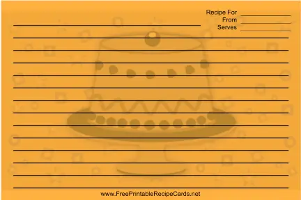 Pedestal Cake (Orange) recipe cards