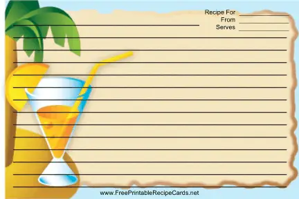 Palm Tree Drink Blue recipe cards