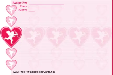 Cupid Valentine recipe cards