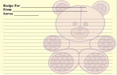 Teddy Bear recipe cards