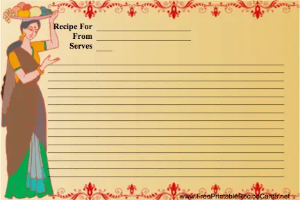 Indian Theme recipe cards