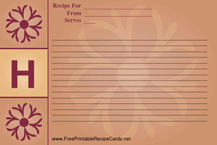 Monogram Recipe Card - H recipe cards