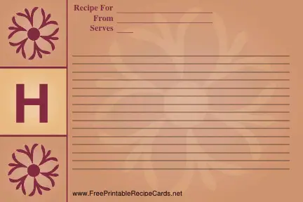 Monogram Recipe Card - H recipe cards