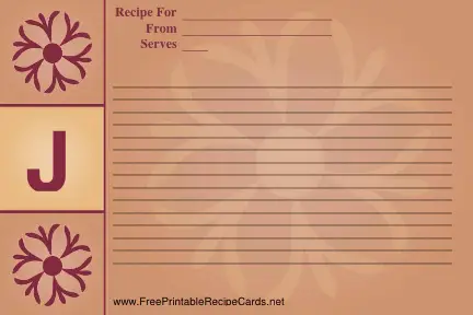 Monogram Recipe Card - J recipe cards