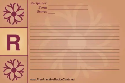 Monogram Recipe Card - R recipe cards