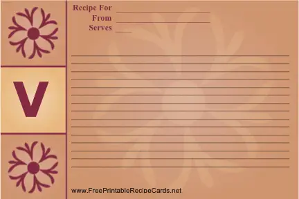 Monogram Recipe Card - V recipe cards