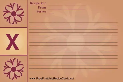 Monogram Recipe Card - X recipe cards