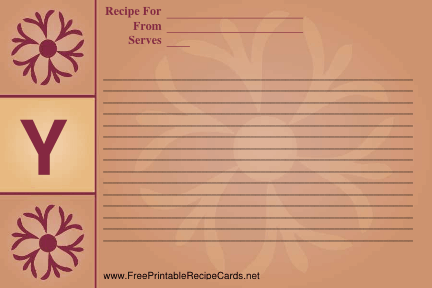 Monogram Recipe Card - Y recipe cards