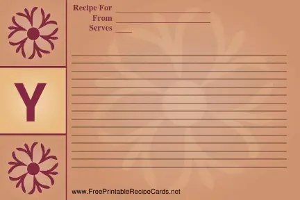 Monogram Recipe Card - Y recipe cards