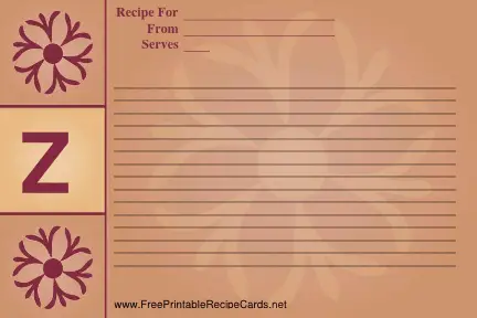 Monogram Recipe Card - Z recipe cards