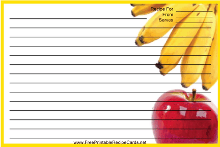 Apple Bananas Yellow recipe cards