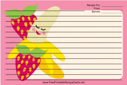 Banana Strawberries White recipe cards