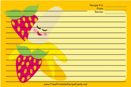 Banana Strawberries Yellow recipe cards
