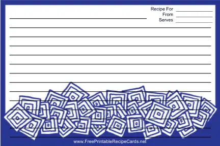 Blue White Squares Blue recipe cards