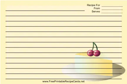 Cheesecake Cherries Yellow recipe cards