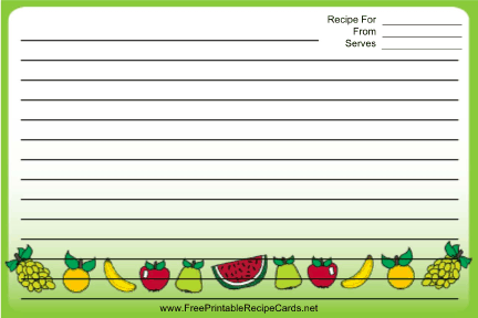 Colorful Fruit recipe cards