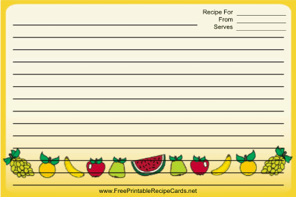 Colorful Fruit Yellow recipe cards