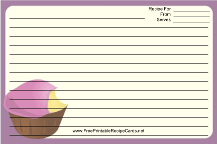 Cupcake Purple recipe cards
