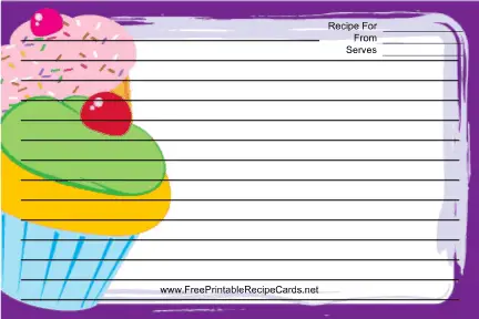 Cupcakes Purple recipe cards