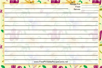 Flowers Vines Yellow recipe cards