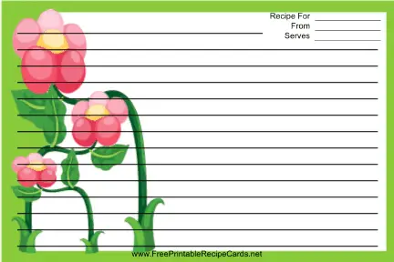 Green Flowers recipe cards