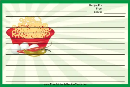 Green Noodles recipe cards