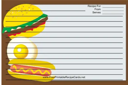 Hamburger and Hotdog recipe cards