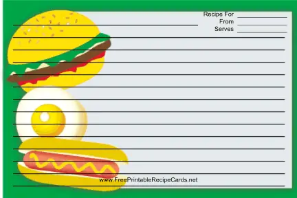 Hamburger Hotdog recipe cards