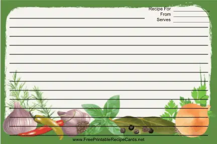 Herbs Green recipe cards