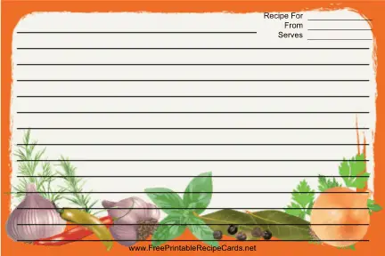 Herbs Orange recipe cards