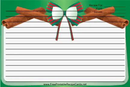 Holiday Bow Green recipe cards