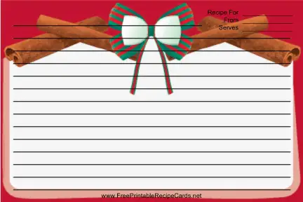 Holiday Bow Red recipe cards