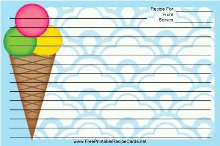 Ice Cream Cone Blue recipe cards