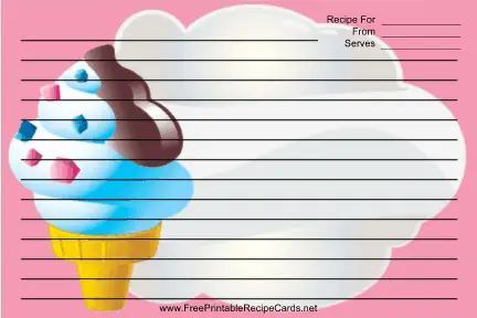 Ice Cream Cone Pink recipe cards