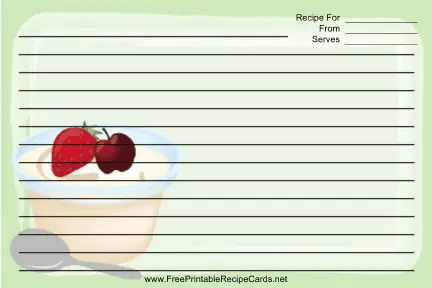 Ice Cream Fruit Topping Green recipe cards