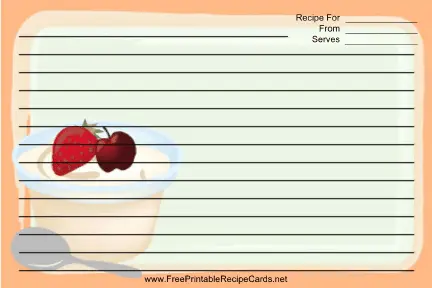 Ice Cream Fruit Topping Orange recipe cards