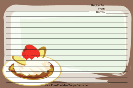 Ice Cream Nuts Cherry Brown recipe cards