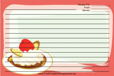 Ice Cream Nuts Cherry Pink recipe cards