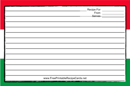 Italian Flag White recipe cards