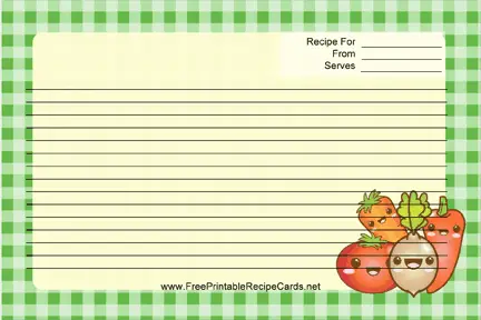 Kawaii Vegetables recipe cards