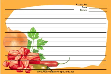 Meat Chilis Onion Cilantro Orange recipe cards